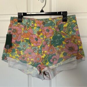 Wild Fable Floral Print High Rise Jean Shorts Colorful Cheeky Denim Size 10 NWT